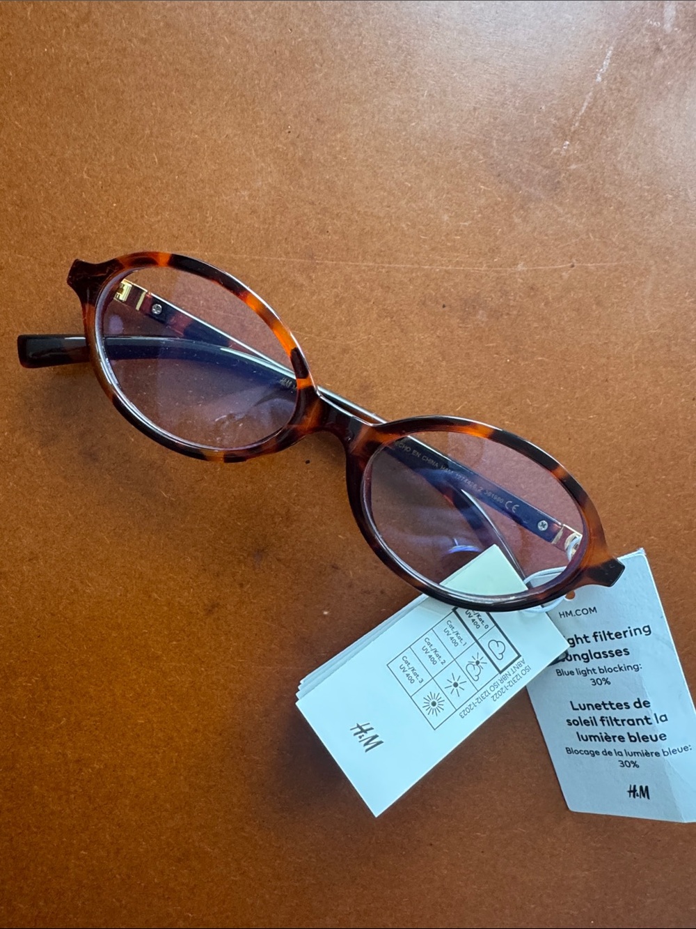 H&M Women's Tortoiseshell Oval Blue-Lens Glasses